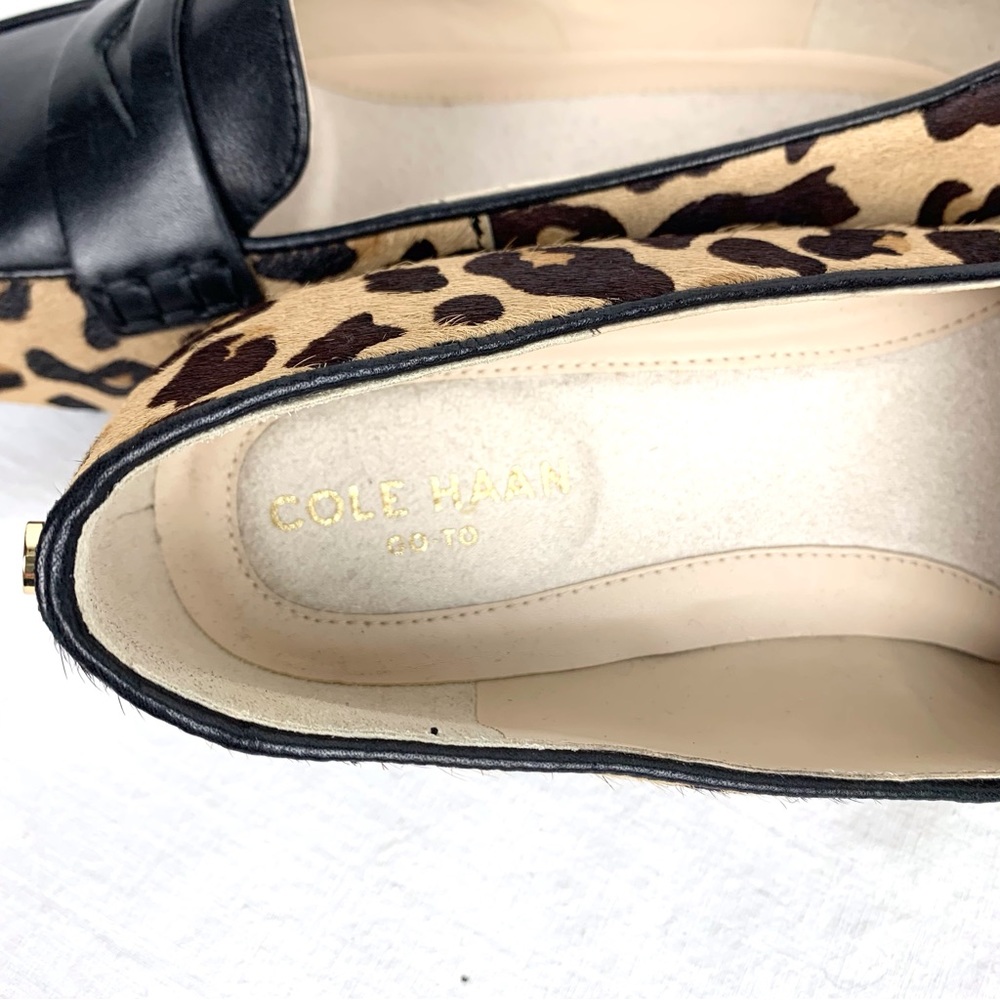 COLE HAAN “The Go To Pearson” Genuine Calf Hair Leopard Print Flats Loafers sz 6 - Picture 4 of 11
